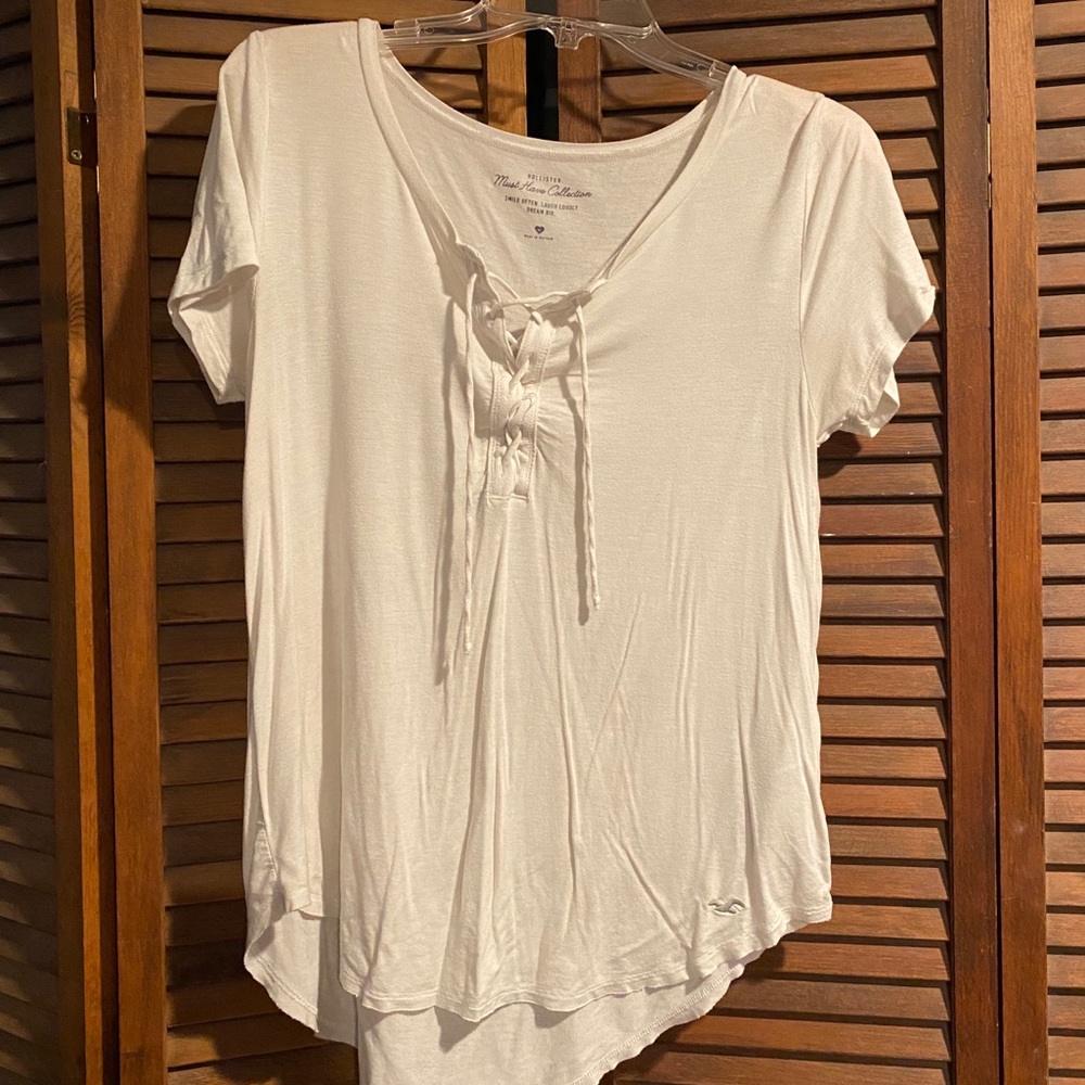 Hollister white lace up top